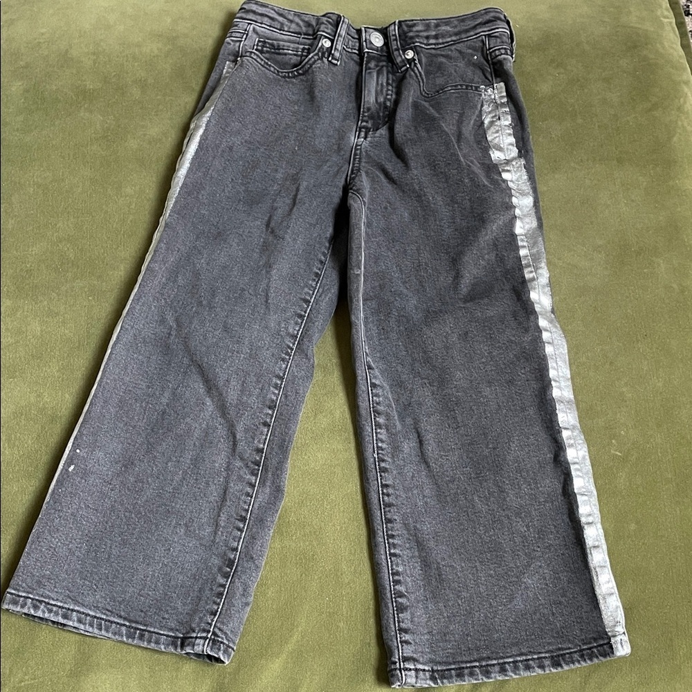 Epic Threads Flare Crop Wide Leg Jeans with Silver Painted Stripe Accents
